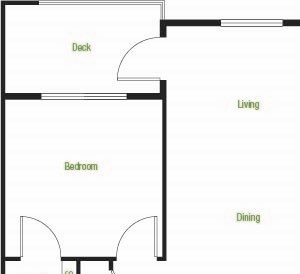 B1-A/B/C/D/E/F – 2 Bedroom 2 Bath Floor Plan Layout – 1038 Square Feet